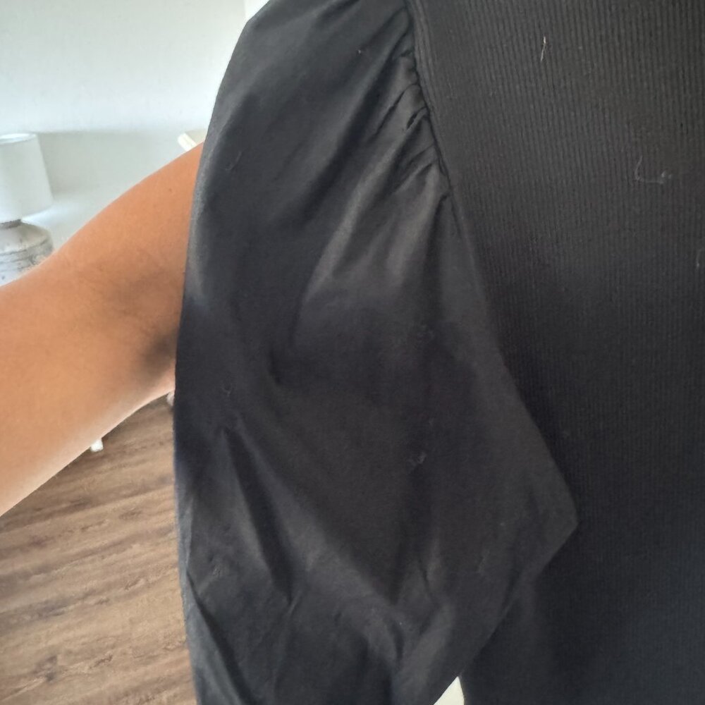 Veronica Beard Coralee Puff-Sleeve Top in Black - Picture 5 of 5